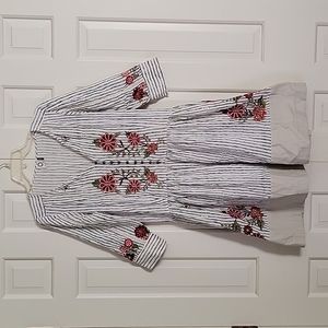 Anthropologie Akemi + Kin drop waist embroidered striped dress Womens sz S